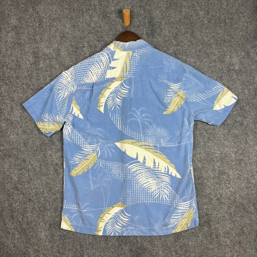 Tommy Bahama Mens Blue 100% Silk Tropical Palm Leaf Print Button Up Shirt Medium - Picture 5 of 5